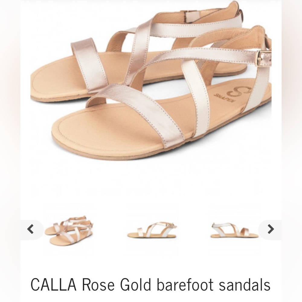 Shapen barefoot brand sandals in rose gold EU 39 used